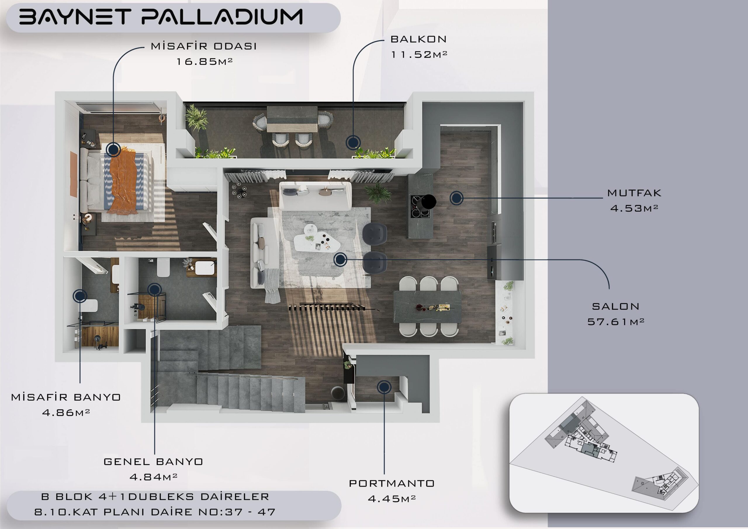 B BLOK ÇATI DUBLEKS (ORTA DUBLEKS) ALT KAT-min